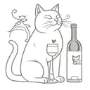 Cat and wine lover tattoo design idea
