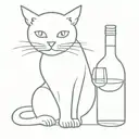 Cat and wine lover tattoo design idea