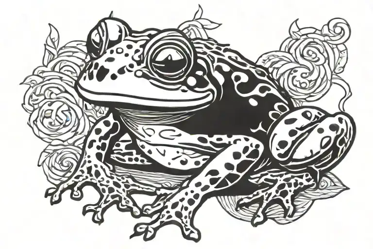 Senior frog smoking cartoon  tattoo design idea