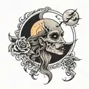 crying full moon spooky tattoo design idea