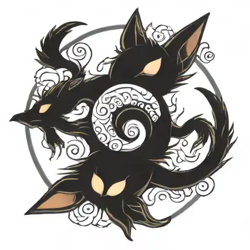 Ying Yang Japanese Umbreon tattoo design idea