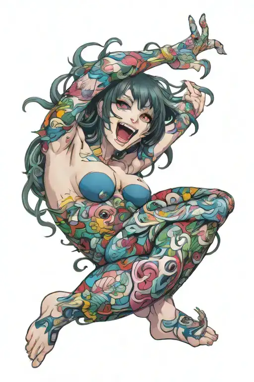 Anime chan ahegao tattoo design idea