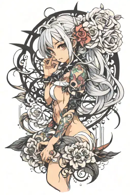 Sexy anime girl tattoo design idea