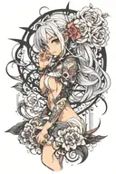 Sexy anime girl tattoo design idea