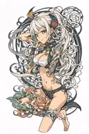 Sexy anime girl tattoo design idea