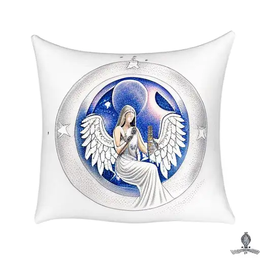 angel playing harp under the stars and moon tattoo design idea