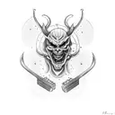 demon playing fiddle tattoo design idea