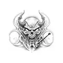 demon playing fiddle tattoo design idea