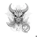 demon playing fiddle tattoo design idea