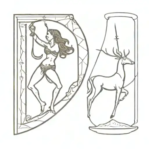 hourglass and sagittarius centaur tattoo design idea