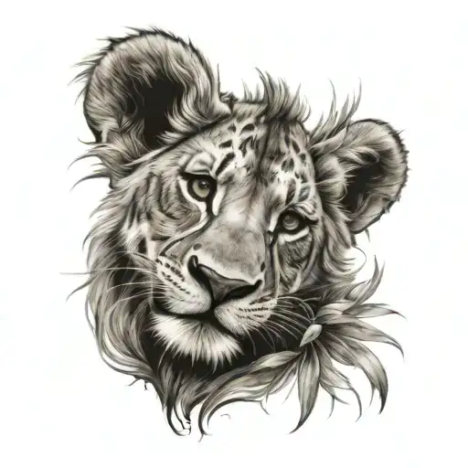 Simba with lion paws tattoo design idea