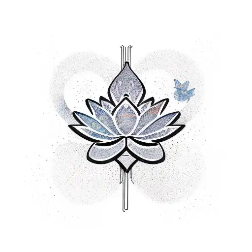 lotus and dragonflies tattoo design idea