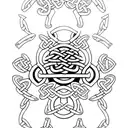 Incorporate a Harley Davidson logo into a traditional Irish Celtic clover tattoo design idea