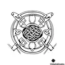 Incorporate a Harley Davidson logo into a traditional Irish Celtic clover tattoo design idea