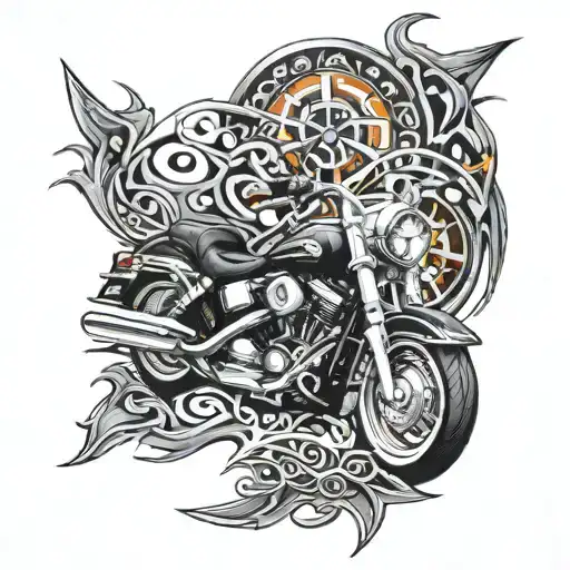 biblical, Harley Davidson, tribal  tattoo design idea