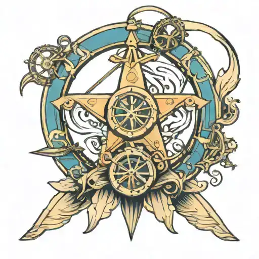 scuba, wind surf, mason symbol  tattoo design idea