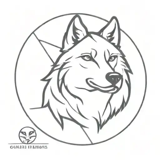 Coin with wolf face tattoo design idea