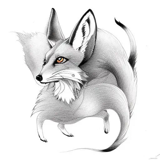 ninetail fox tattoo design idea