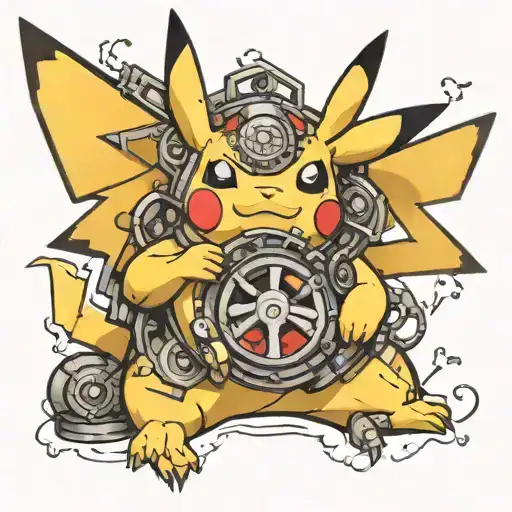 Pikachu with ohms law  tattoo design idea
