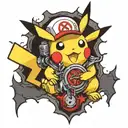 pikachu as electrician symbol tattoo design idea