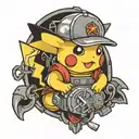 pikachu as electrician symbol tattoo design idea