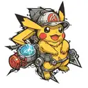 pikachu as electrician symbol tattoo design idea