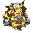 pikachu as electrician symbol tattoo design idea