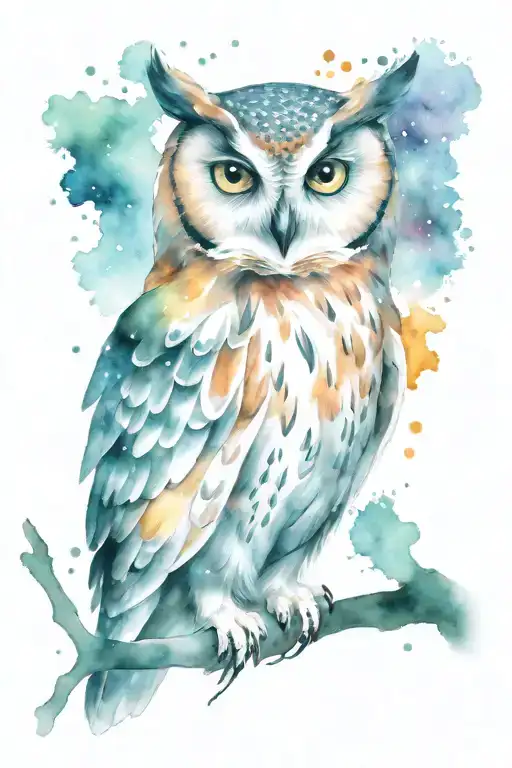 owl with galaxy eyes tattoo design idea