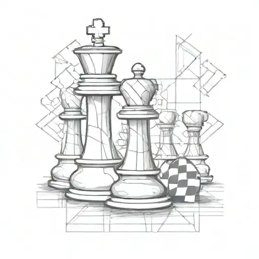 chess piece with checker board background black tattoo design idea