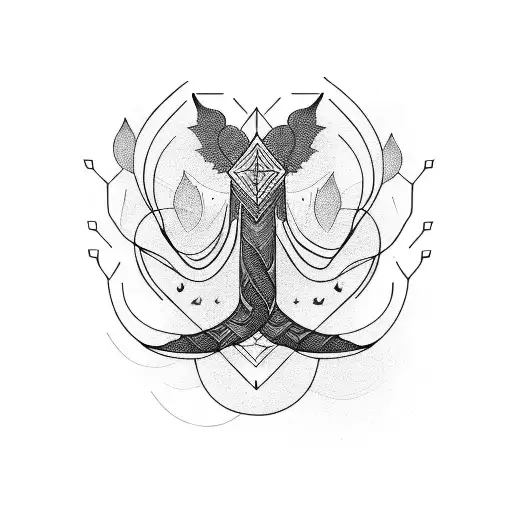 Sleek black tattoo: electric guitar and Hindi mantra combined. Minimalist design. Clean lines. Meaningful  tattoo design idea