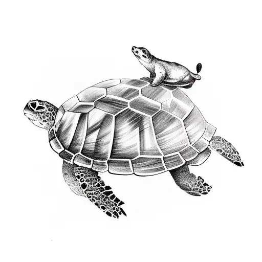 Turtle and Rabbit tattoo design idea