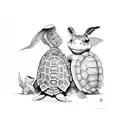 Turtle and Rabbit tattoo design idea