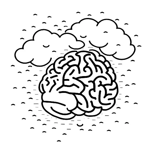 Brain with a cloud and rain  tattoo design idea