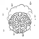 Brain with a cloud and rain  tattoo design idea