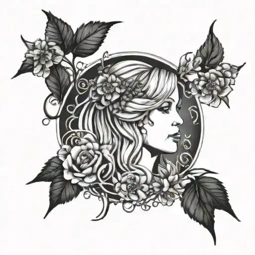 music, mountains, trees, flowers, stevie nicks tattoo design idea
