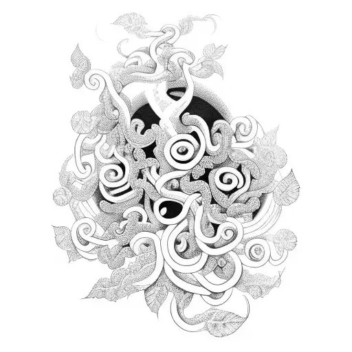 A Medusa surrounded by vibrant green vines and flowers tattoo design idea