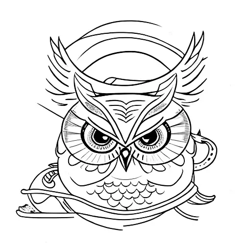 owl + Star of the sea tattoo design idea