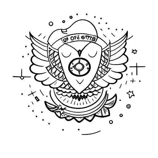owl for wisdom + Star of the sea tattoo design idea