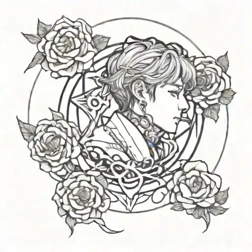 надпись suga bts outline intertwined symbolizing your love tattoo design idea