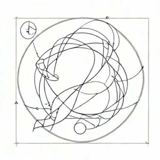 Design a minimalist tattoo with a combination of simple geometric shapes and swirly elements tattoo design idea