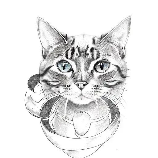 A tattoo of a cat with its tail forming the infinity symbol, representing the eternal connection between the client and their beloved pet tattoo design idea