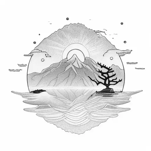 A tattoo of a beautiful sunset over a serene ocean, reflecting the client's appreciation for the beauty of nature tattoo design idea