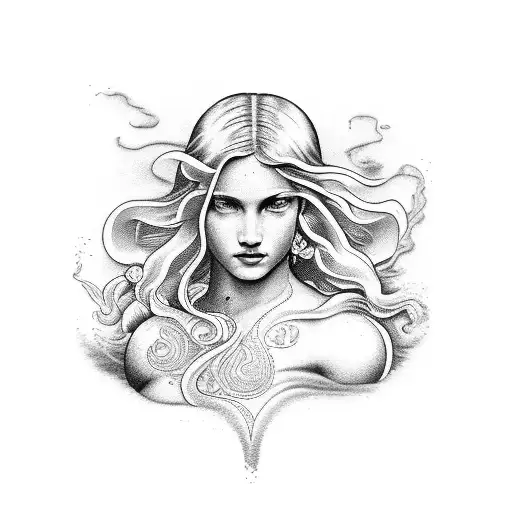 Aphrodite rising from the sea tattoo design idea