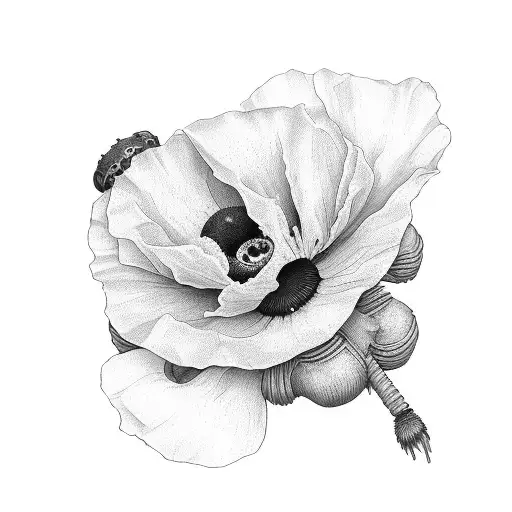 poppy with birthday 08/04/2023 tattoo design idea