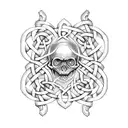 Celtic Knot Oak Tree Rose Skull tattoo design idea