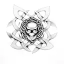 Celtic Knot Oak Tree Rose Skull tattoo design idea