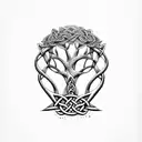 Celtic Knot Oak Tree Rose tattoo design idea