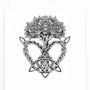 Celtic Knot Oak Tree Rose tattoo design idea