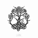 Celtic Knot Oak Tree Rose tattoo design idea