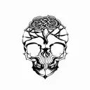 Celtic Knot Oak Tree Rose Skull tattoo design idea